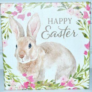 NEW Quill to Paper by Sixtrees Happy Easter Wooden Bunny Sign
